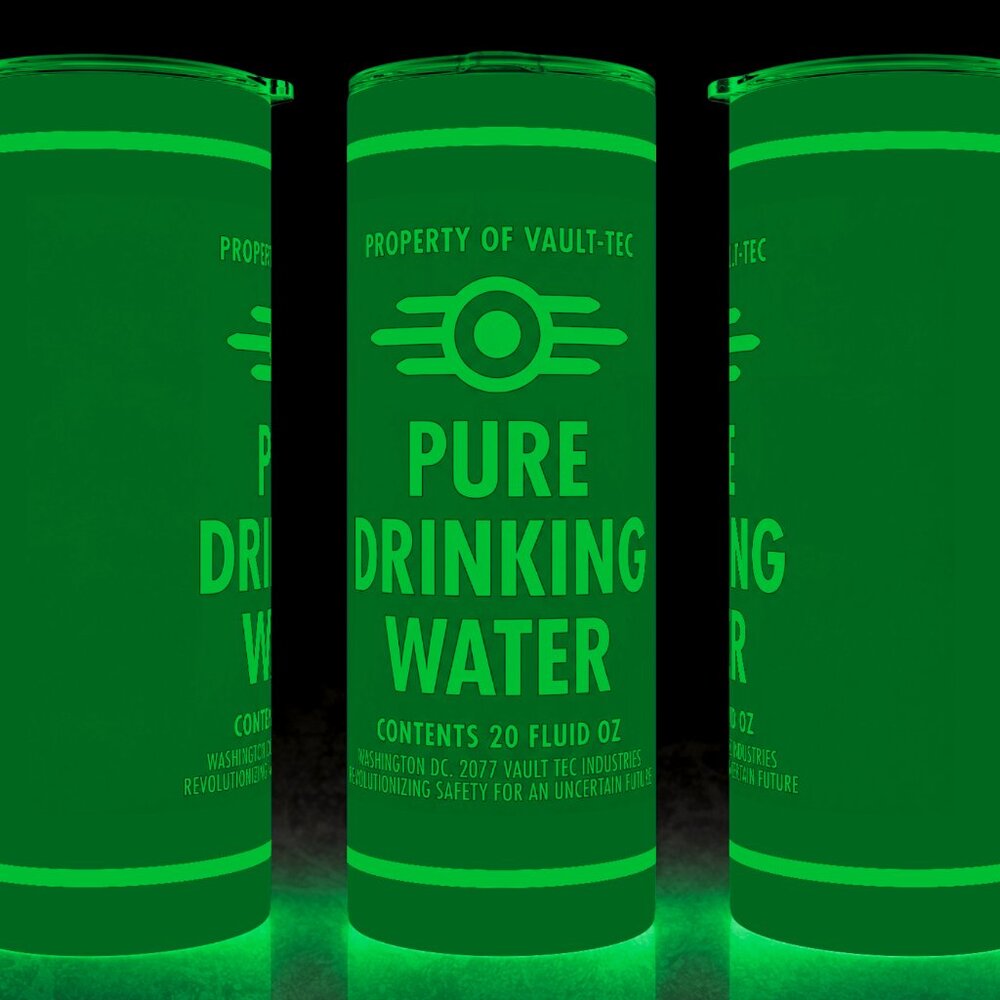 Glow in the Dark Vault-Tec Pure Drinking Water Fallout Gaming Cup Mug Tumbler